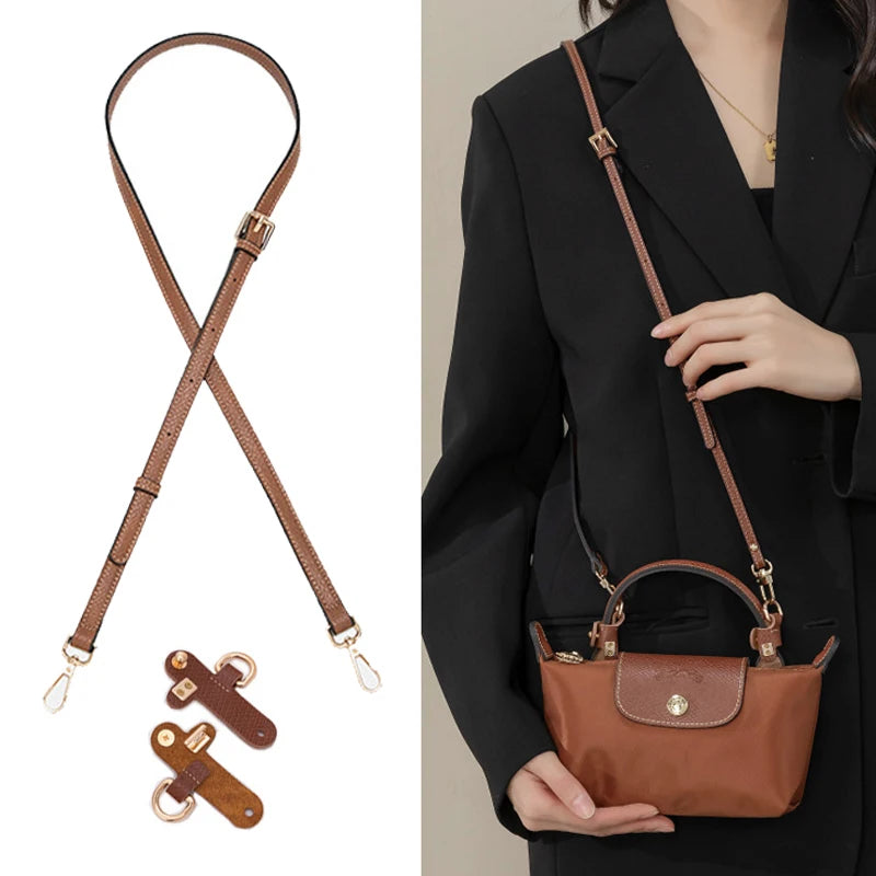 Genuine Leather Handbag Transformation Accessories for Longchamp Mini Bag Strap Punch-free Shoulder Strap Conversion Hang Buckle