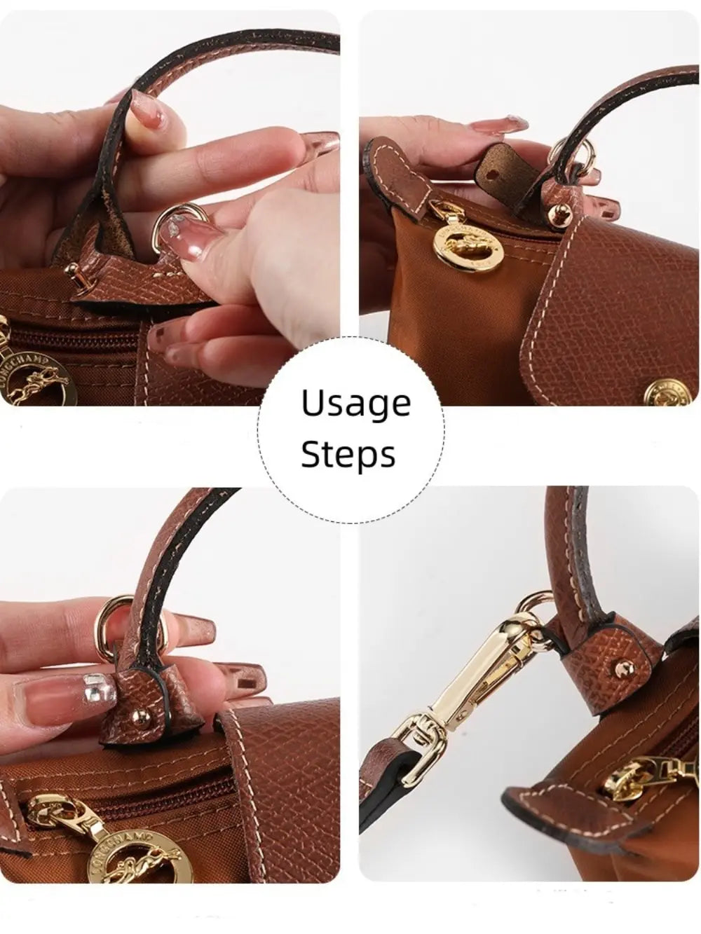 Genuine Leather Bag Straps Punch-free Shoulder Strap Crossbody Conversion Buckle Bag Transformation Accessories for Longchamp