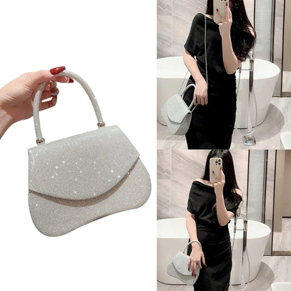 Women Luminous Handbag Elegant Handheld Evening Purse Banquet Clutch for Club Wedding Prom Party Chain Shoulder Crossbody Bag