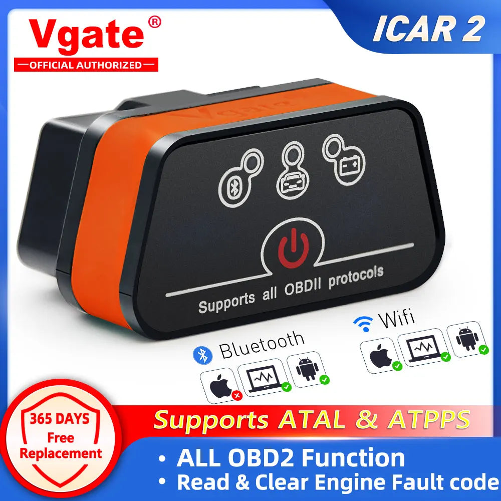 Vgate Icar2 Bluetooth WiFi ELM327 V2.1 Code Reader OBD2 Scanner ELM 327 icar 2 Diagnostic Tool For ios/Android/PC Torque OBDII