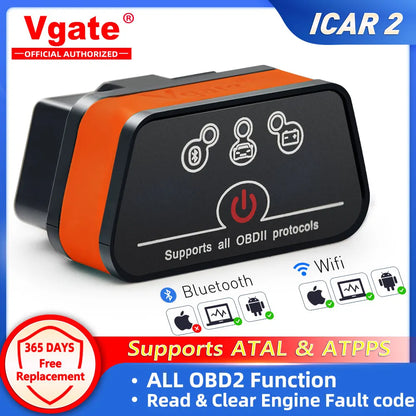 Vgate Icar2 Bluetooth WiFi ELM327 V2.1 Code Reader OBD2 Scanner ELM 327 icar 2 Diagnostic Tool For ios/Android/PC Torque OBDII