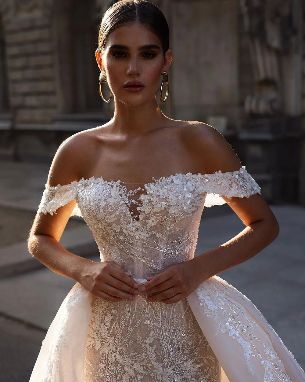 SoDigne Luxury Wedding Gowns Sequin Lace Appliques Ivory Corset Bride Dress With Detachable Train Women 2024 Wedding Dresses