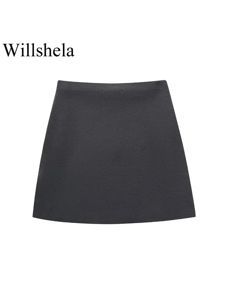 Willshela Women Fashion 2 Piece Set Single Breasted Jacket & Vintage Back Zipper High Waist Midi Skirt Female Chic Skirts Set