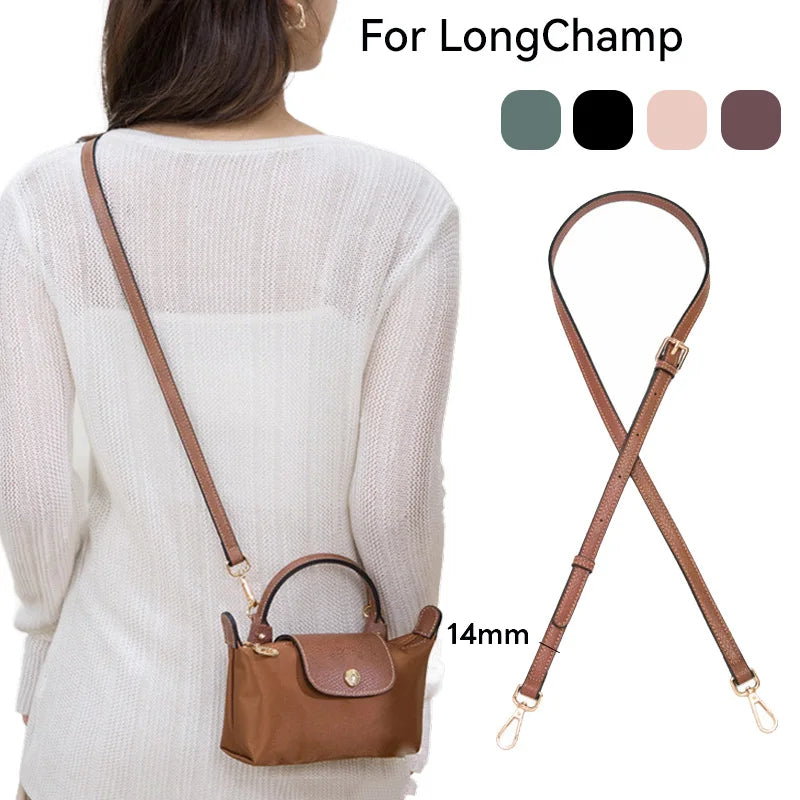 Bag Transformation Accessories for Longchamp Mini Bag Straps Punch-free Genuine Leather Shoulder Strap Crossbody Conversion