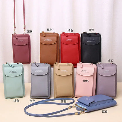 Women's Wallet Shoulder Mini Leather Bags Straps Mobile Phone Big Card Holders Wallet Handbag Money Pockets Girls Small Bags