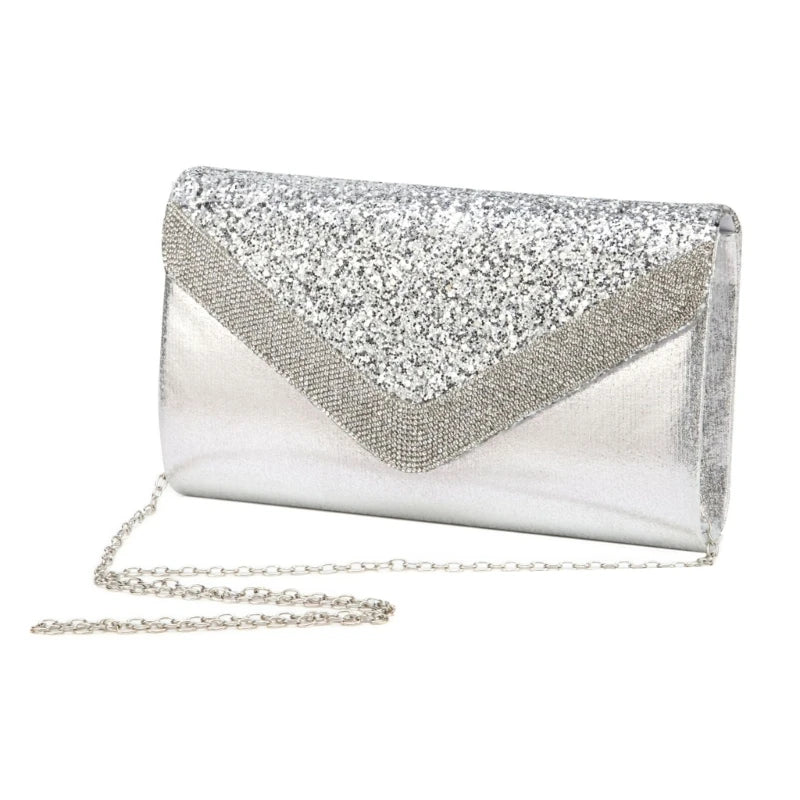 GD5F Stylish Women Evening Clutch Bag Handbag Shoulder Crossbody Bags Wedding Prom Party Purse with Detachable Chain