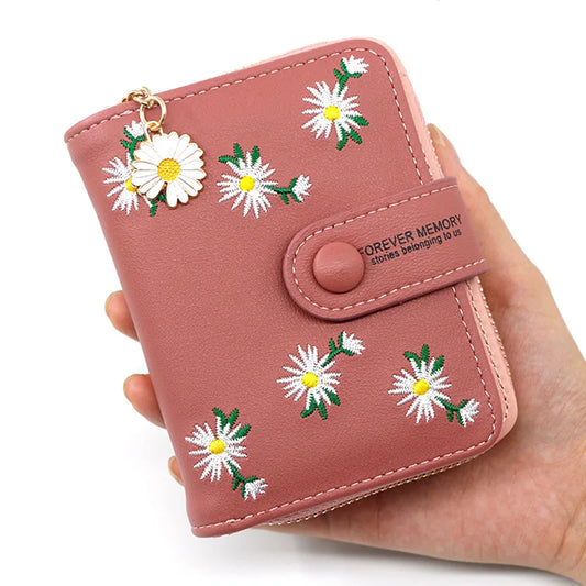 Women Wallets Small Embroidery Leather Purse Women Ladies Card Bag For Women 2021 Clutch Women Female Purse Money Clip Wallet