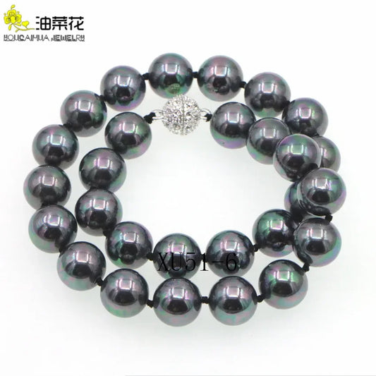 10mm Black South Sea Shell Pearl Necklace AAA Fashion Glamour Woman Girl Birthday Gift Christmas Wedding Jewelry Wholesale 45cm