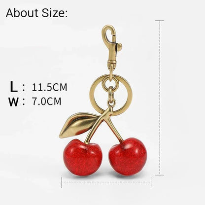 Handbag Pendant Keychain Women's Exquisite Internet-famous Crystal Cherry Car Accessories High-Grade Pendant