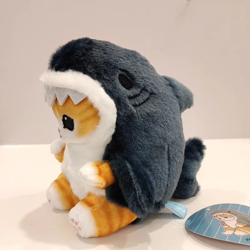 Kawaii Anime Hobby Tempura Fried Shrimp Shark Cat Plush Doll Keychain Cartoon Cute Pendant Backpack for Girlfriend Gift Christm