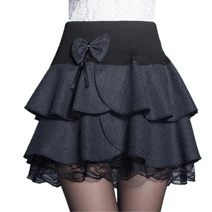 Zuolunouba 2024 Elasticity Summer Skirt Women Sweet Floral Bowknot Mini Tutu Woman Skirts Shorts Lace Jupe Femme Office Skirts