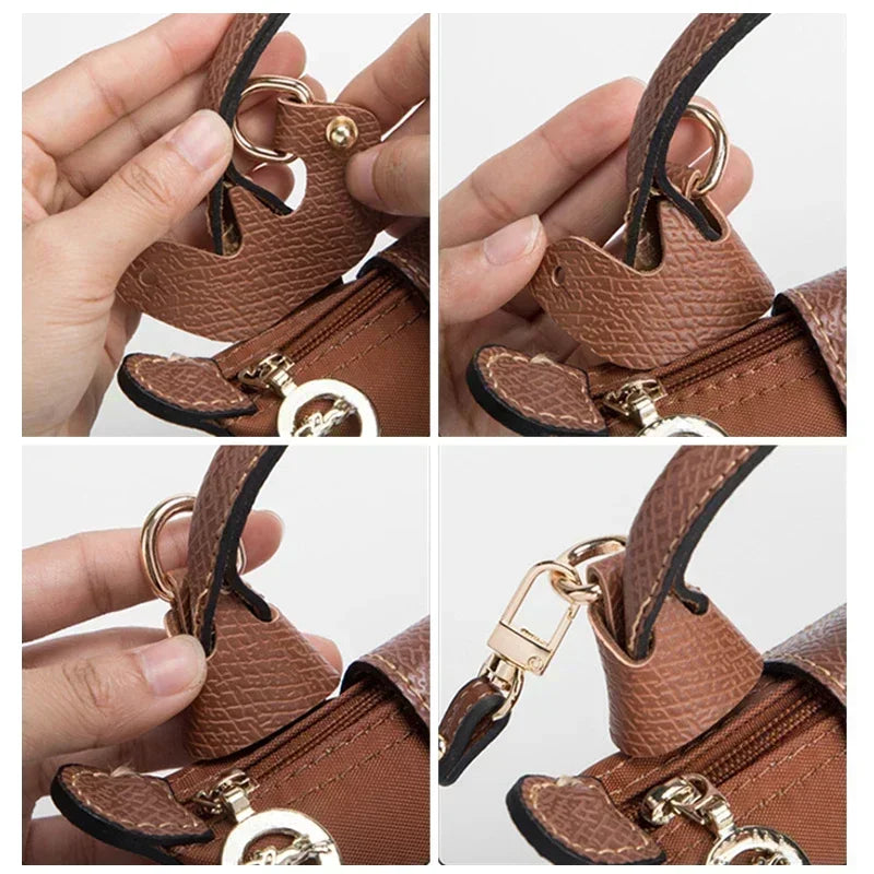 Bags Straps For Longchamp Mini Bag Adjustable Punch-free Genuine Leather Shoulder Strap Crossbody Conversion Accessories