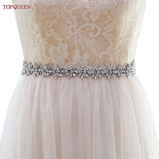 TOPQUEEN S269 Women's Crystal Rhinestone Sashes Bridesmaid Evening Party Belt Wedding Dresses Accessories Waistband Bridal Belts