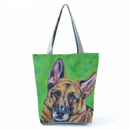 Color Painting Funny Bull Terrier Dog Print Shopping Bags Animal Tote Women School Traveling Shoulder Bag Ladies Casual Handbag