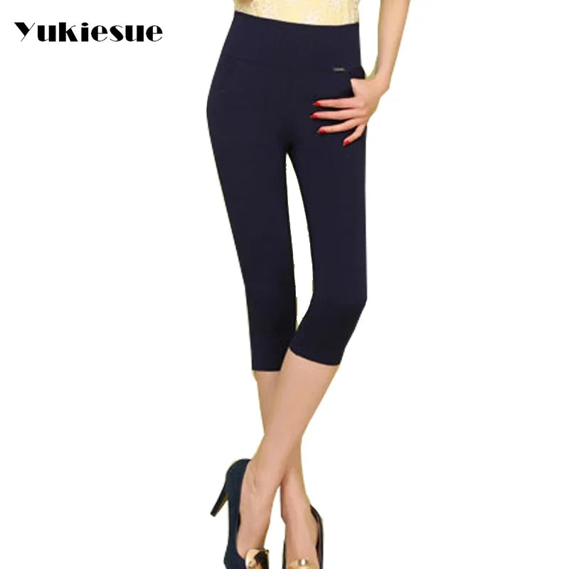 High quality pencil pants capris women 2022 summer style high waist elastic skinny pants female trousers woman pantalon femme