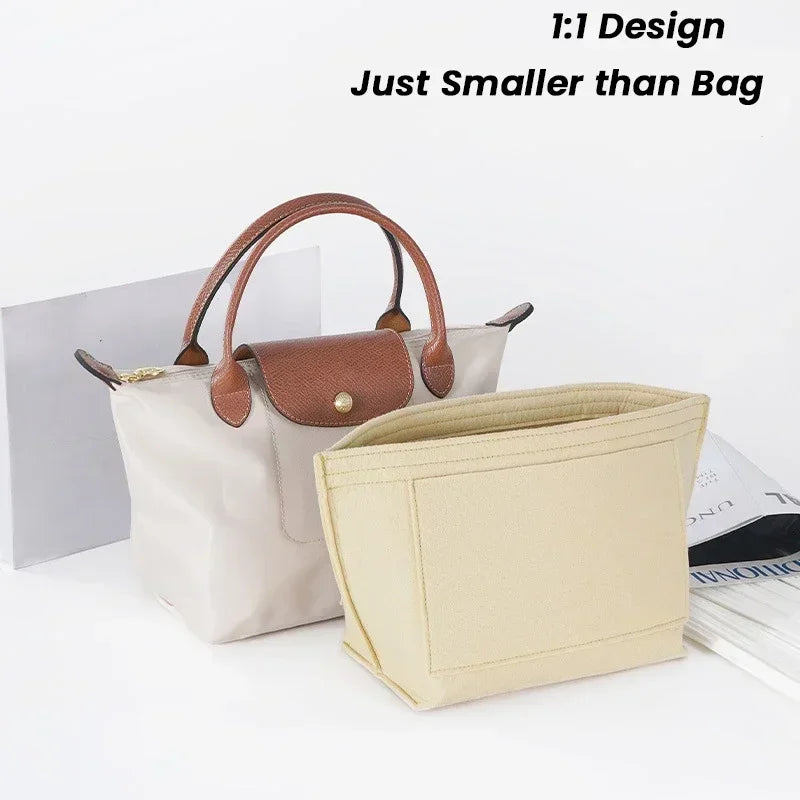 NEW Felt Insert Bag For Longchamp Handbag Liner Bag Felt Cloth Makeup Bag Support Travel Portable Insert Purse Organizer