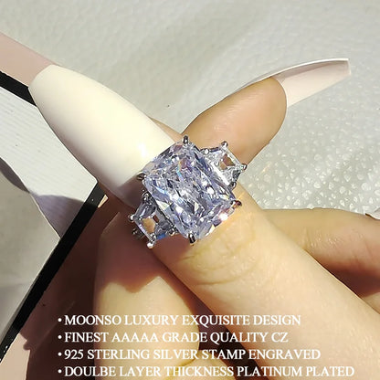 2023 New Arrival Luxury Rectangle Engagement Ring for Women Anniversary Gift Jewelry Wholesale R7170