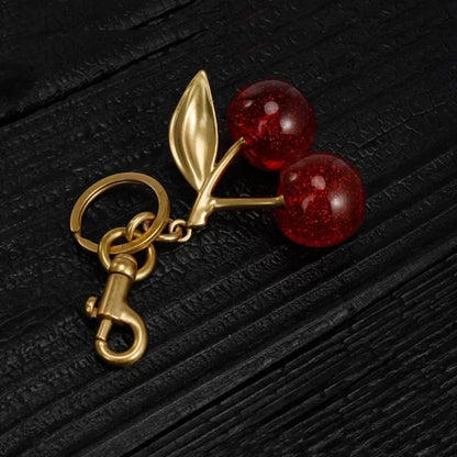 Handbag Pendant Keychain Women's Exquisite Internet-famous Crystal Cherry Car Accessories High-Grade Pendant