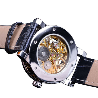 Rhinestone-Adorned Skeleton Timepiece Watch