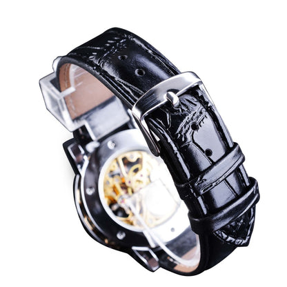 Rhinestone-Adorned Skeleton Timepiece Watch