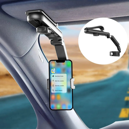 Support de téléphone portable pour pare-soleil de voiture, rotation à 360 °, multifonctionnel, iPhone, Samsung, Android