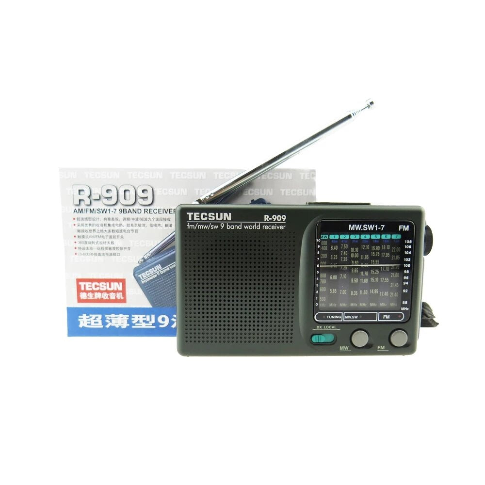 TECSUN R-909 Retro Portable Pocket Radio, AM/FM/SW 9 Bands World Receiver