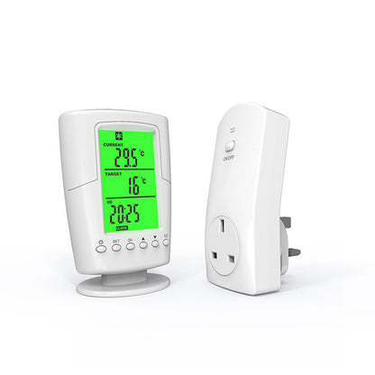 White Wireless Intelligent Thermostat Socket with LCD for Home