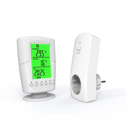 White Wireless Intelligent Thermostat Socket with LCD for Home