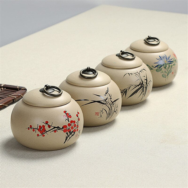 Ceramic Tea Caddy, 350ml Storage Pot for Tea Leaves