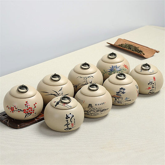 Ceramic Tea Caddy, 350ml Storage Pot for Tea Leaves