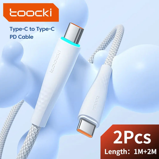 Toocki-Lot de 2 câbles USB Type-C PD 60W, 1m/2m, charge rapide, pour Macbook, Huawei, Xiaomi, POCO, Samsung