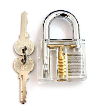 Transparent Practice Padlock Set with 6 Key Extractor Tools