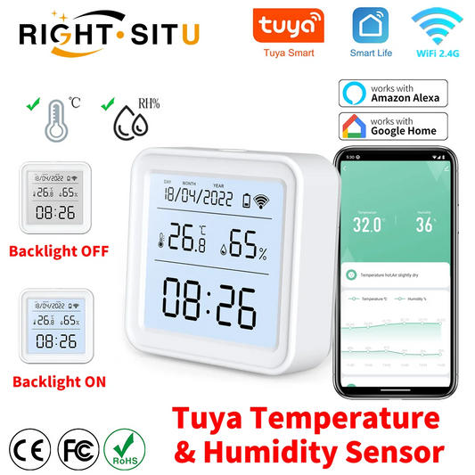 Tuya WIFI Smart Température Capteur D'humidité Hygromètre Thermomètre Rétro-Éclairage Smart Vie Soutien Alexa Google Assistant