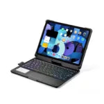 2-in-1 Bluetooth Keyboard & Case for iPad – Aluminum, 7-Color Backlight, 360° Rotation