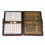 Retro Portable Mahjong Set – 144 Chinese Tiles for Fun Party Games