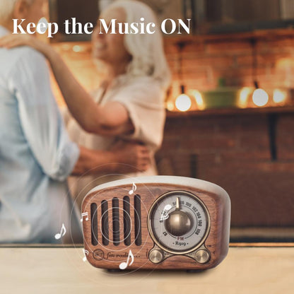 Portable Rechargeable Mini Radio with Wood Finish