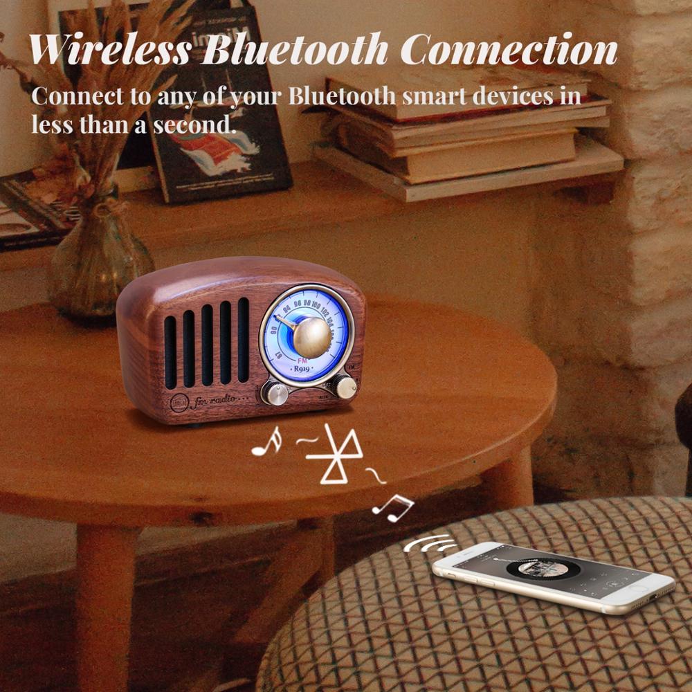 Portable Rechargeable Mini Radio with Wood Finish