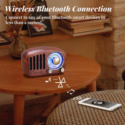 Portable Rechargeable Mini Radio with Wood Finish