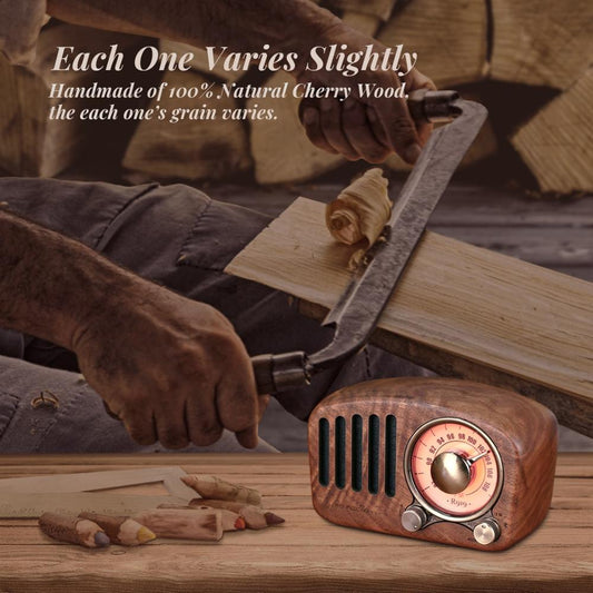 Portable Rechargeable Mini Radio with Wood Finish