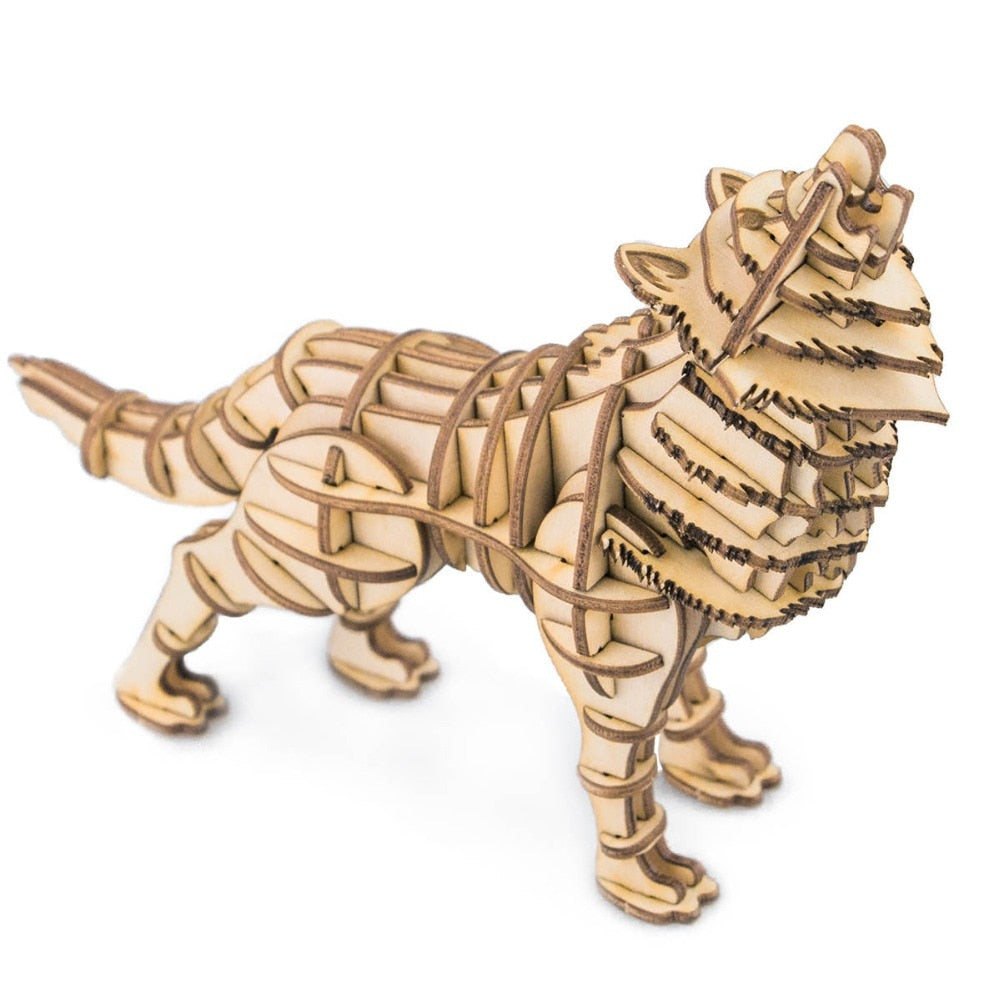 3D Wooden Animal Puzzle Assembly Toy for Kids