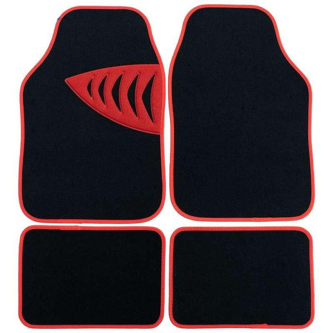 Universal Car Floor Mats With Red Trim Edging & Shark Gill Pattern