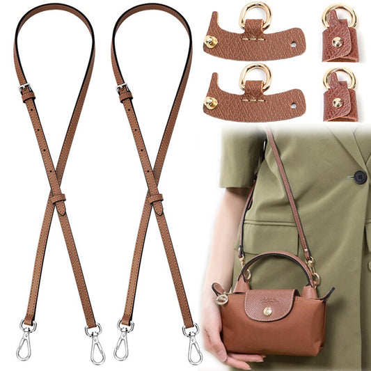 Style with Punch-free Genuine Leather Shoulder Strap